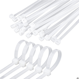 Opaski zaciskowe mix wymiarów 300-370x3.6-4.8mm białe (100) tretytki trytytki