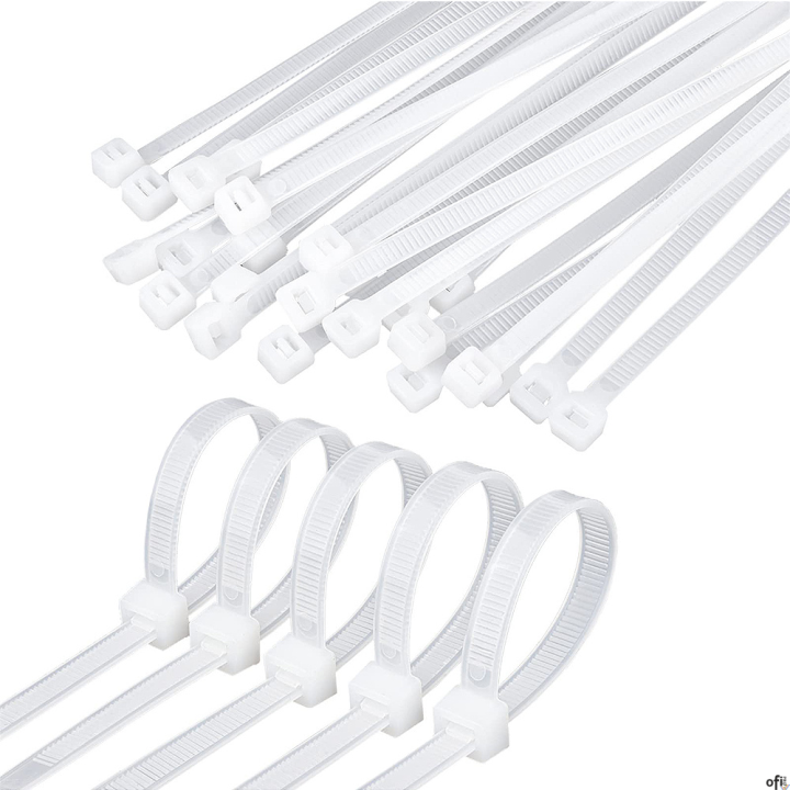 Opaski zaciskowe mix wymiarów 300-370x3.6-4.8mm białe (100) tretytki trytytki