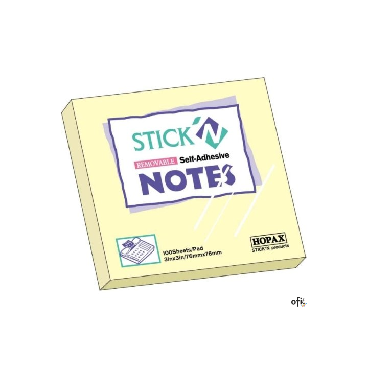 Notes samoprzylepne 76x76 żółty pastel STICK`N 100k. 21007