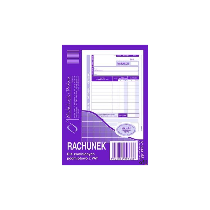 232-5 Rachunek MICHALCZYK&PROKOP A6 (pion) 80 kartek