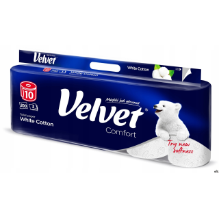 Papier toaletowy VELVET COMFORT White Cotton 3W (10 rolek) biały