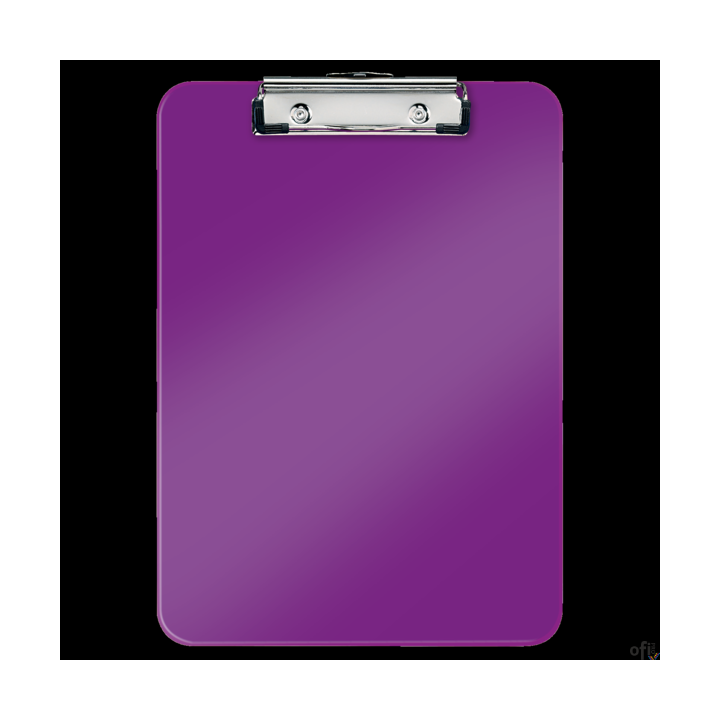 Deska A4 z klipem Leitz WOW__wykonana z trwałego polistyrenu__mocny metalowy klips bezpiecznie trzyma kartki__z zaczepem do powi