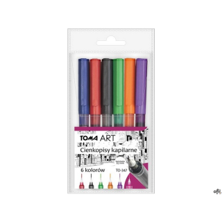 Cienkopisy kapilarne, końcówka 0,5mm, komplet 6 kolorów  TO-347-6 Toma