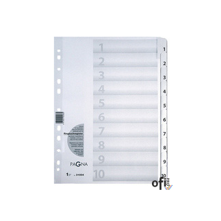 Przekładki kartonowe, 10-częściowe, 1 - 10, k olor biały P3100408 DURABLE (X)