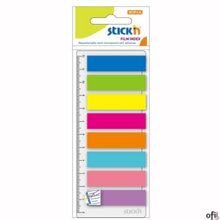 Zakładki indeksujące neon 8x 25szt.+Linijka STICKN 21345