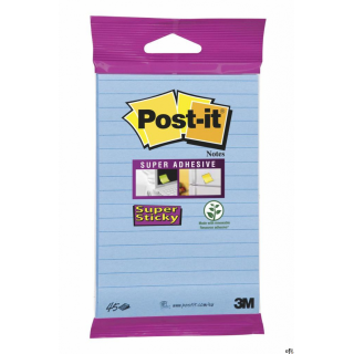 Bloczek samoprzylepny POST-IT_ Super sticky, (6844-L-NB), 152x102mm, 45 kart., zawieszka, niebieski