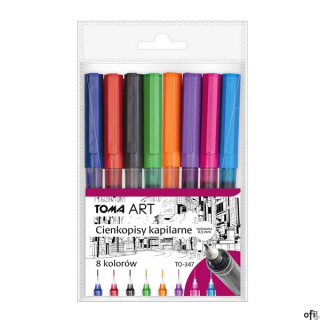 Cienkopisy kapilarne, końcówka 0,5mm, komplet 8 kolorów  TO-347-8 Toma