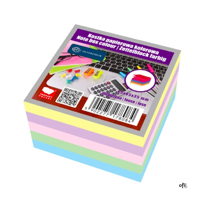 Bloczek kostka kolor klejona 8.5*8.5 INTERDRUK