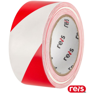 Taśma ostrzegawcza czerwono-biała 50mm x 33m REIS samoprzylepna TASO-WRG CW