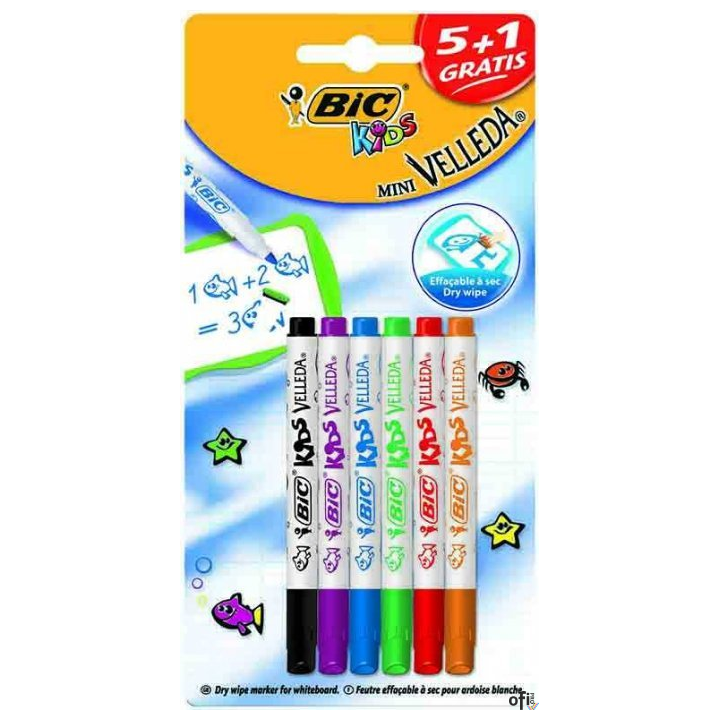 Marker suchościeralny BIC KIDS Mini Velleda Marker Suchościeralny mix Blister 6szt, 8413871