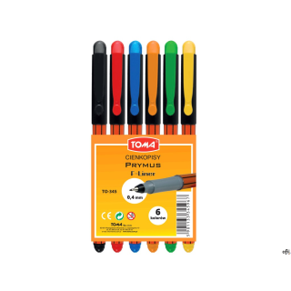 Cienkopis PRYMUS 0,4mm, pomarańczowa obudowa, kpl. 6 kolorow mix TO-345-96 Toma