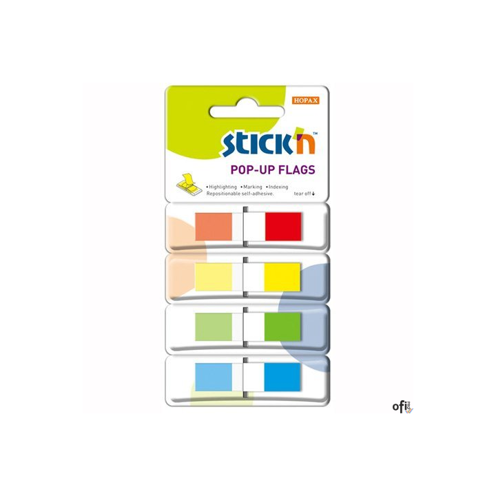 Zakładki indeksujące w podajniku 45x12mm 140/4 kolory STICKN 26020