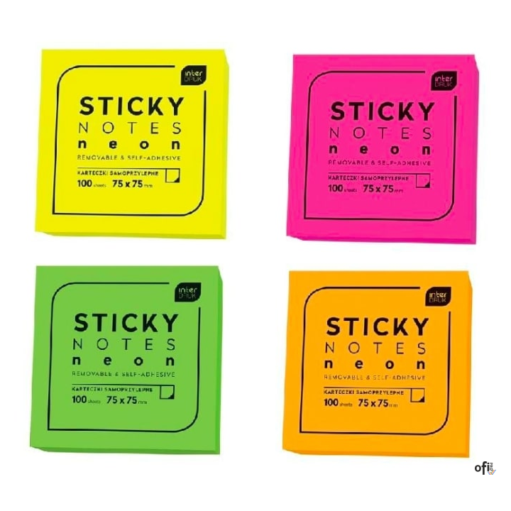 Bloczek samoprzyl. 75x75  100k. NEON INTERDRUK