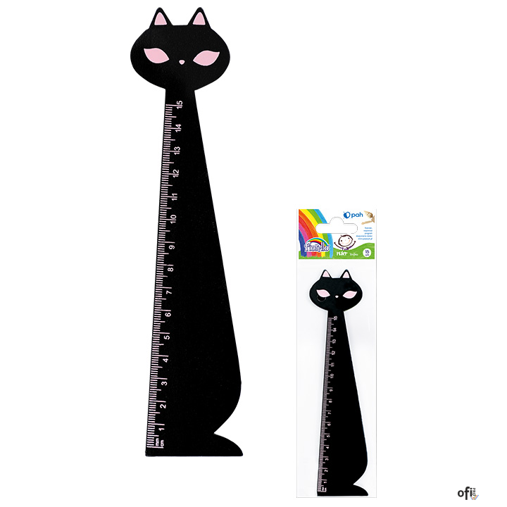 Linijka drewniana KOT czarny 15cm FIORELLO 130-1881