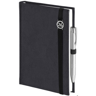 Kalendarz Piko z gumką czarny z ażurową datówką B5 tygodniowy z notesem WOKÓŁ NAS