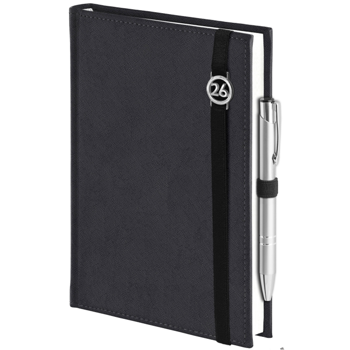 Kalendarz Piko z gumką czarny z ażurową datówką B5 tygodniowy z notesem WOKÓŁ NAS