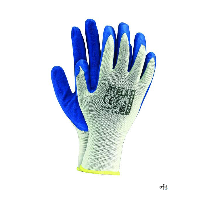 Rękawice powlekane biało-niebieski rozmiar 11 RTELA