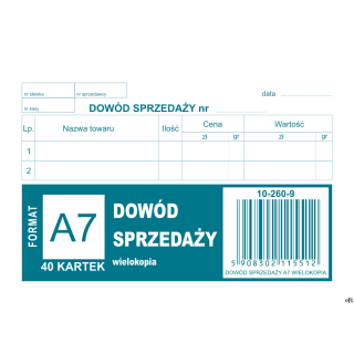 Dowód sprzedaży A7, 80 kartek wielokopia, 10-260-9 DOTTS