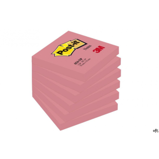 Bloczek samoprzylepny POST-IT (654-PNK), 76x76mm, (6szt) 1x100 kartek, jaskrawy różowy