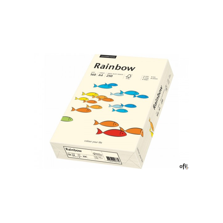 Papier xero kolorowy A4 160g 250 ark. RAINBOW R03 kremowy 88042257