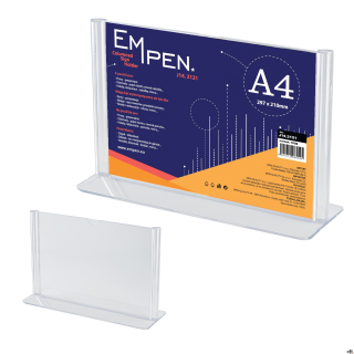 Stojak plakatowy TYP T A4, POZIOMY, MAFFI, plastikowy, transparentny (dwustronny)