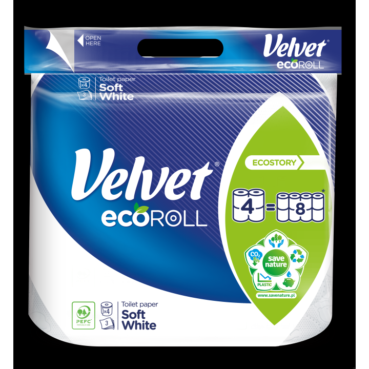 Papier toaletowy Velvet Ecoroll Soft White biały 4 rolki