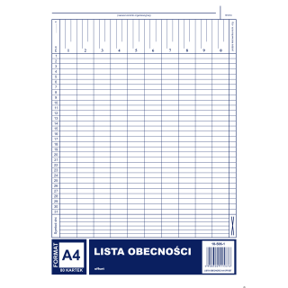 Lista obecnośći A4, 40 kartek offset, 10-506-1 DOTTS
