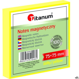 Notes elektrostatyczny 75x75mm 100k żółty 456959 TITANUM bloczek