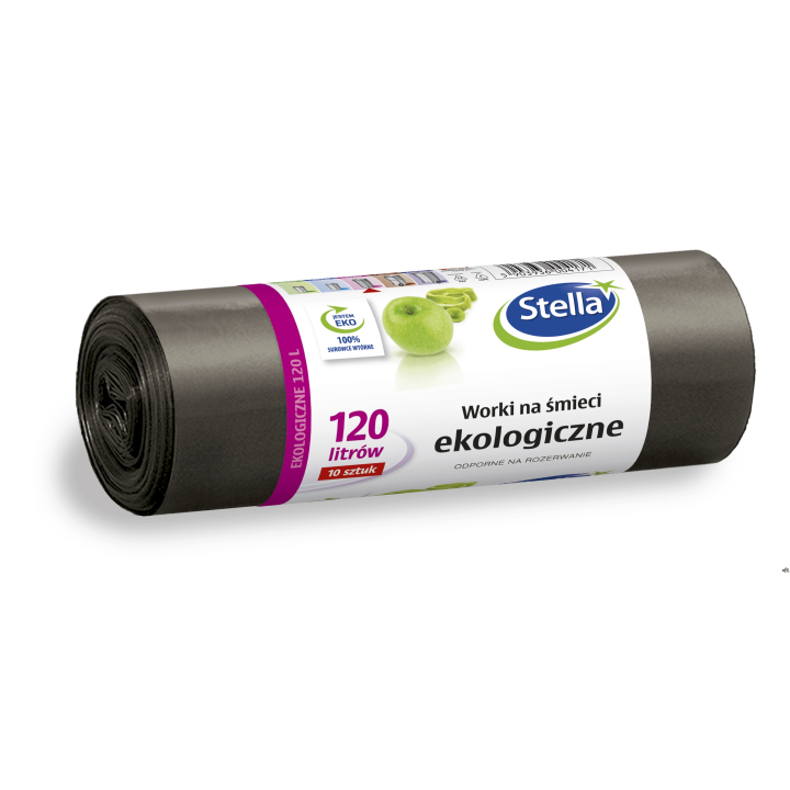 STELLA Worki 120l na śmieci ekologiczne , czarne (10 szt.) 004171