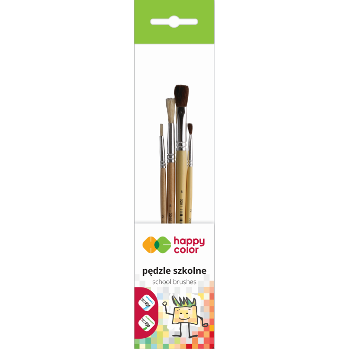 Zestaw pędzli szkolnych mix włosia A, 4 szt, Happy Color HA 3251 3240-01 PB4