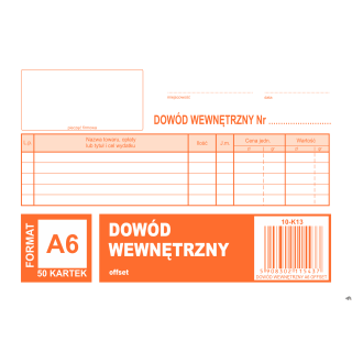 Dowód wewnetrzny A6, 50 kartek offset, 10-K13 DOTTS