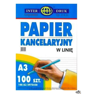 Papier kancelaryjny A3 linia (100) 70g INTERDRUK