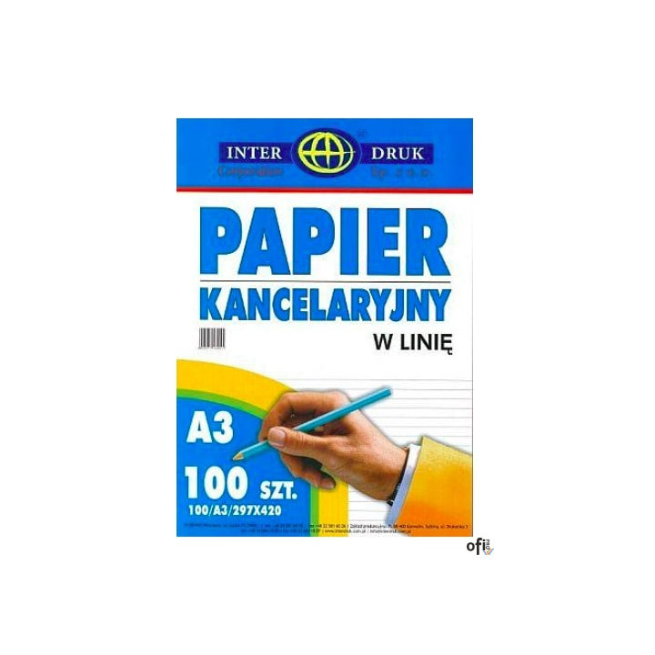 Papier kancelaryjny A3 linia (100) 70g INTERDRUK