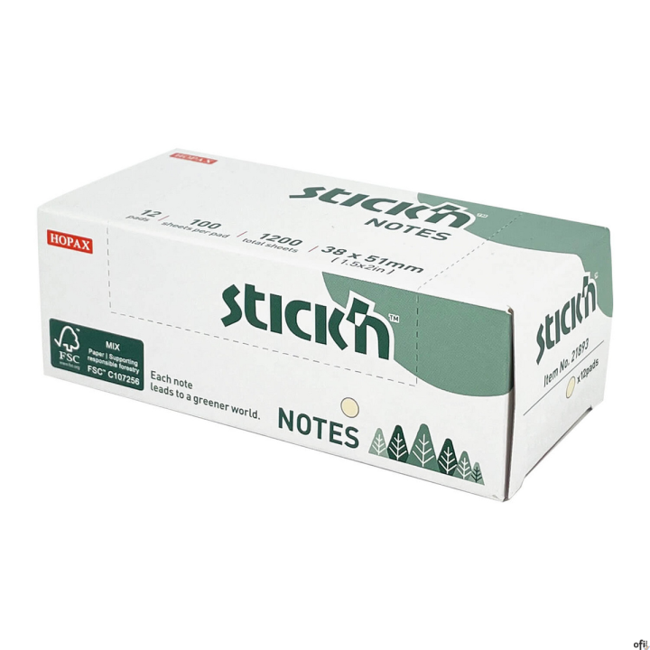 FSC notes samoprzylepny 38x51mm żółty pastel 12 notesów po 100k. Stick_n 21892