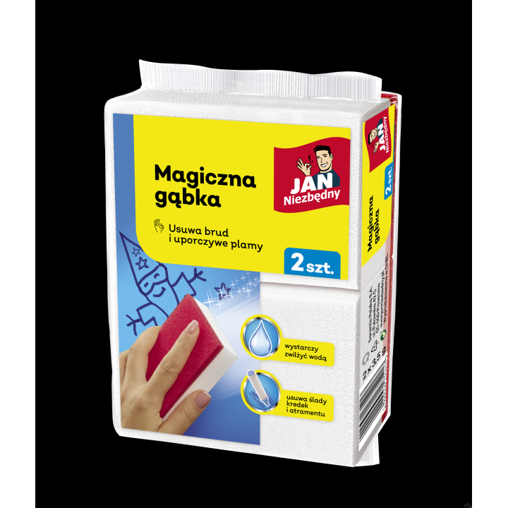 JAN NIEZBĘDNY Magiczna gąbka  do usuwania plam biało-czerwona  2szt.