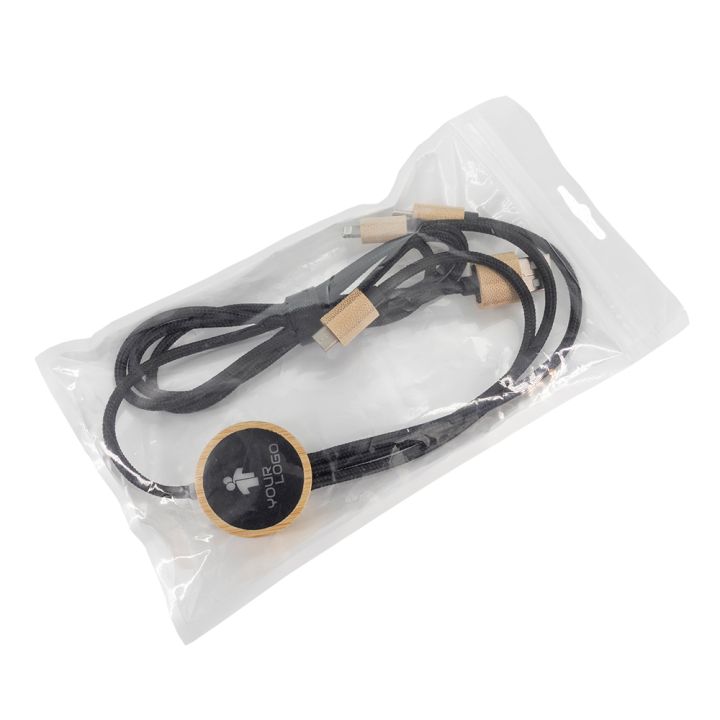 Kabel 3w1 z podświetlanym logo długi 120 cm - Beżowy