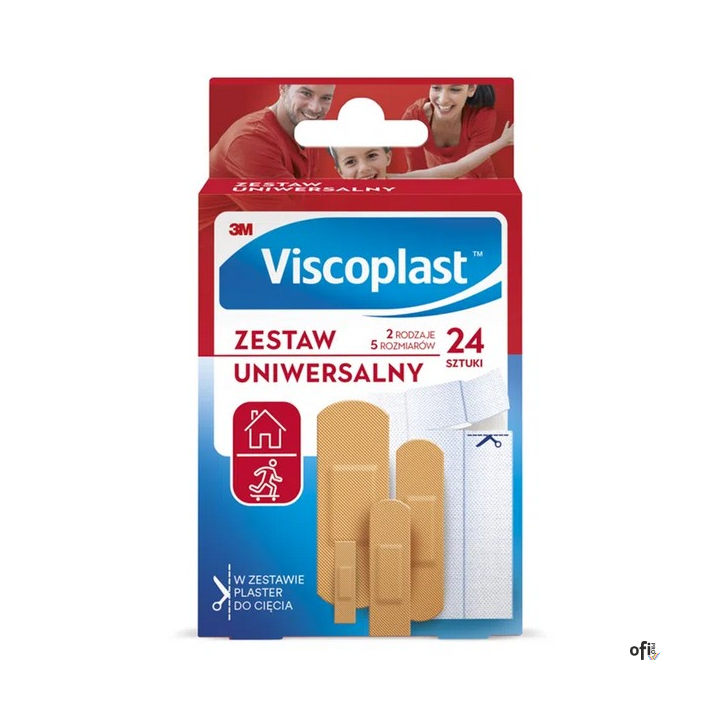 Zestaw plastrów VISCOPLAST, 24szt., 2rodzaje/5rozmiarów mix kolor UNIWERSALNE 4054596798328