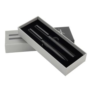 Zestaw piśmienny długopis i pióro kulkowe Ferraghini GLADYS - Czarny