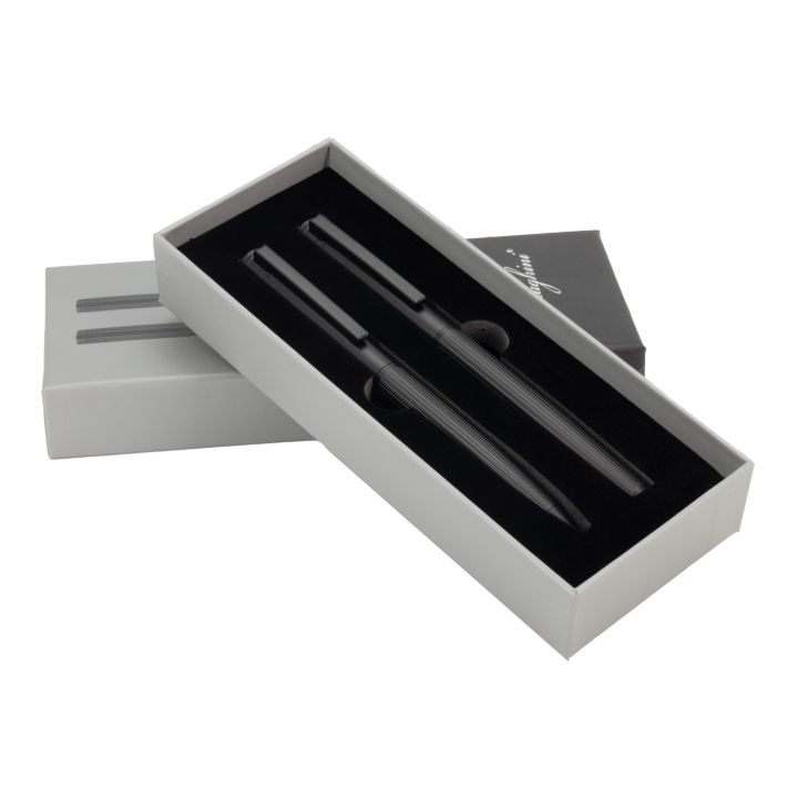 Zestaw piśmienny długopis i pióro kulkowe Ferraghini GLADYS - Czarny