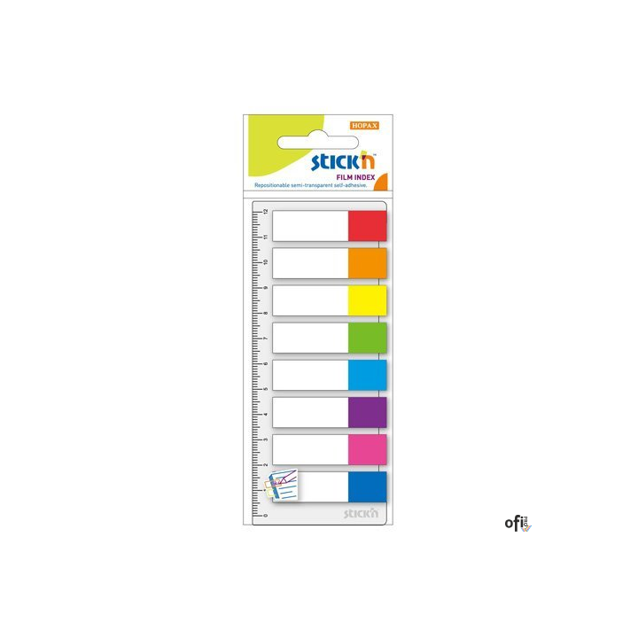 Zakładki Indeksujące 8 kolorów neon x 15szt.+Linijka STICKN 21467