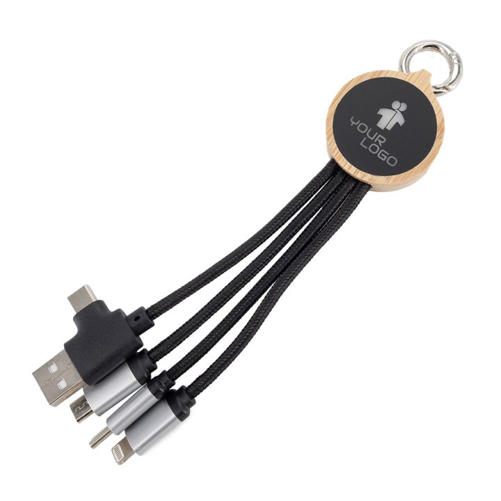 Kabel do ładowania 3w1 z podświetlanym logo - Beżowy