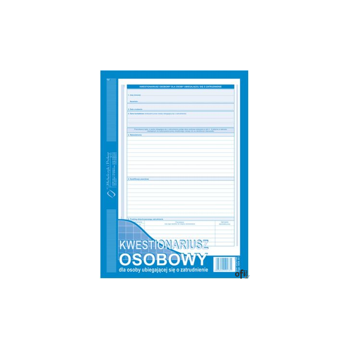 504-A1 Kwestionariusz osobowy dla osoby ubiegającej się o zatrudnienie (offset) Michalczyk