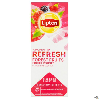 Lipton Refresh Forest Fruit - 25 kopert z czarną herbatą o smaku leśnych owoców. Dobra gatunkowo czarna aromatyzowana herbata o