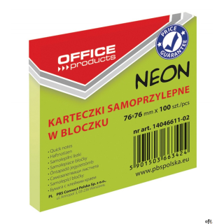 Bloczek samoprzylepny 76x76 100k NEON zielony 14046611-02