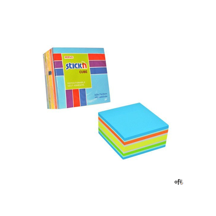 Bloczek STICKN 76x76mm 400k mix niebieski/zielony 21538