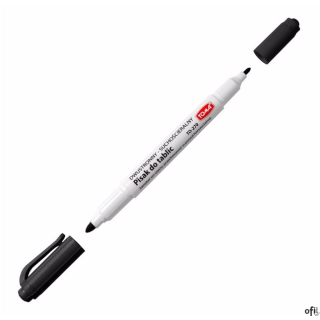 Pisaki 2-stronne do białych tablic TOMA, 2 końcówki cienkie 0,5 i 0,8mm, czarny TO-270 Toma