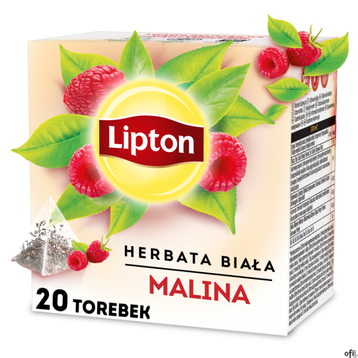 Herbata LIPTON PIRAMID RASPBERRY malina (20 saszetek) biała