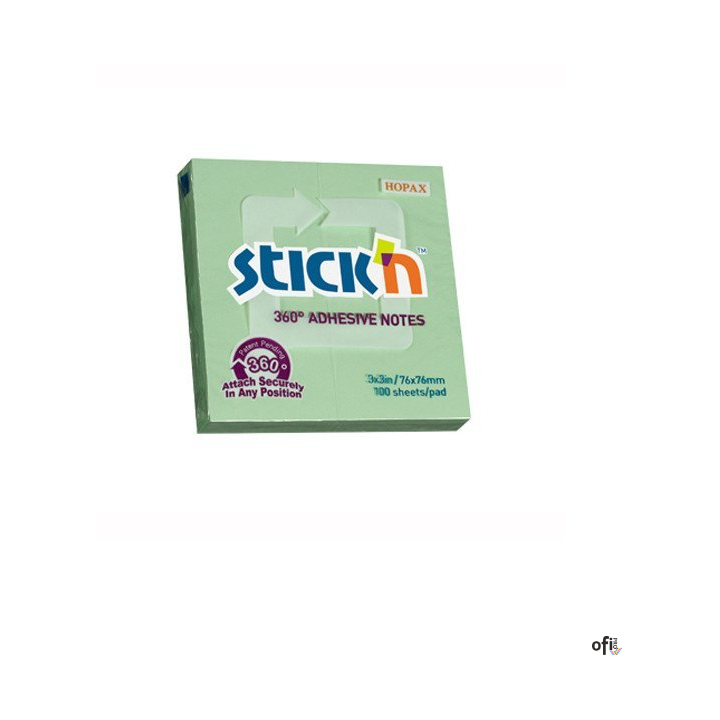 Bloczek STICKN 76x76mm 360stopni zielony 21552