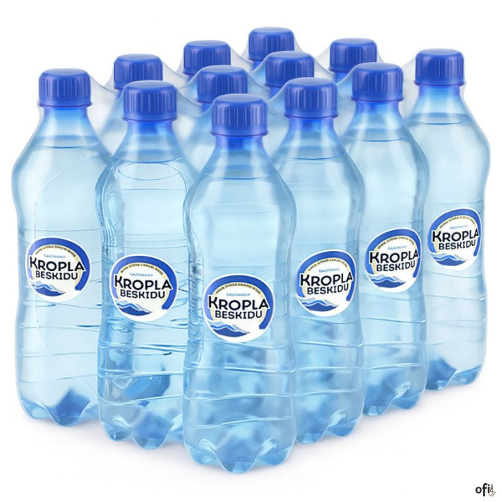 Woda KROPLA BESKIDU gazowana 0.5L butelka PET zgrzewka 12 szt. KAUCJA