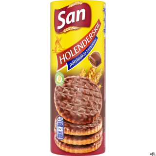 Herbatniki holenderskie SAN, półsłodkie, w czekoladzie, 170g